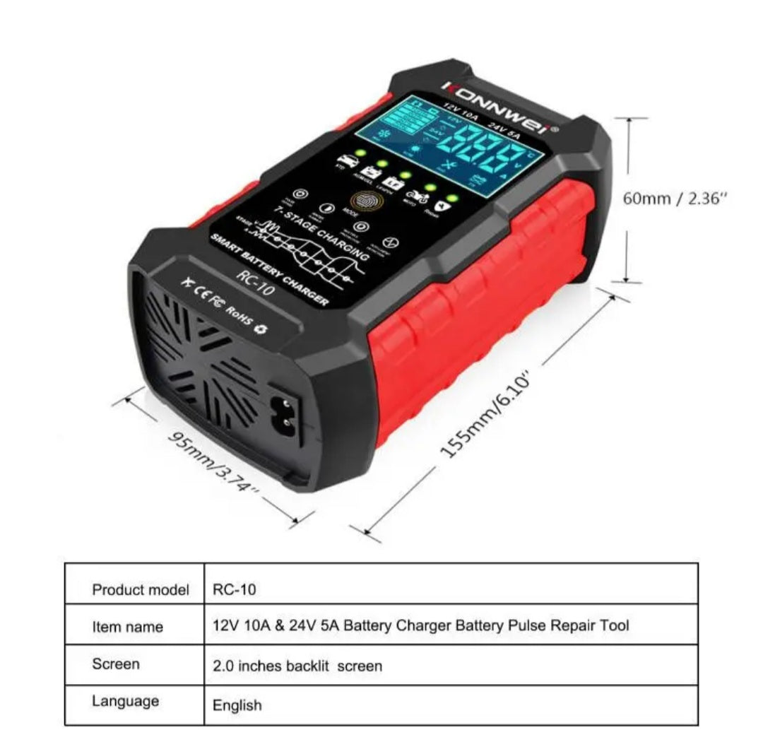 Konnwei RC-10 HELT NY/OANVÄND Batteriladdare 10Amp